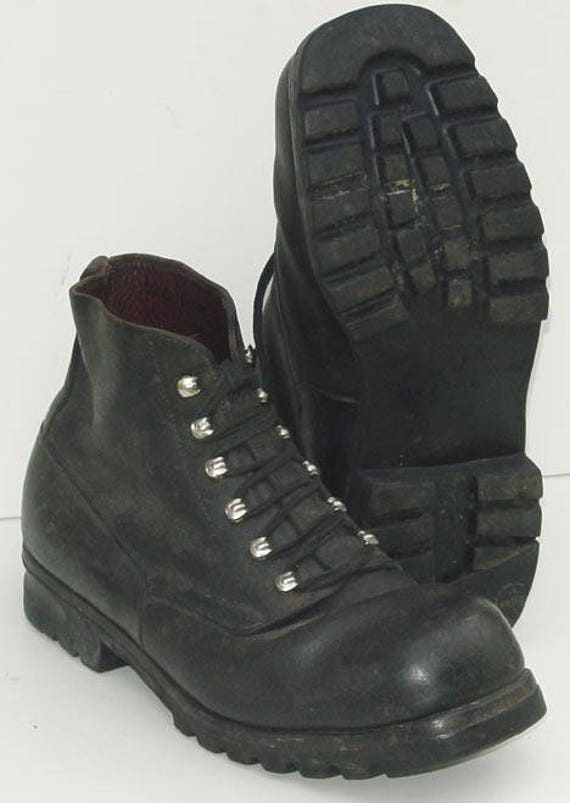 Authentic Swiss army Alpine Mountain boots Black leather ankle Etsy