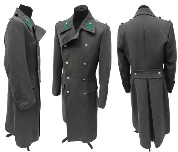 Vintage 1980s Austrian Army Gaberdine Wool Army Greatcoat Trench