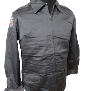 Vintage 1980s Danish Civil Defence work jacket grey military coat army coat m