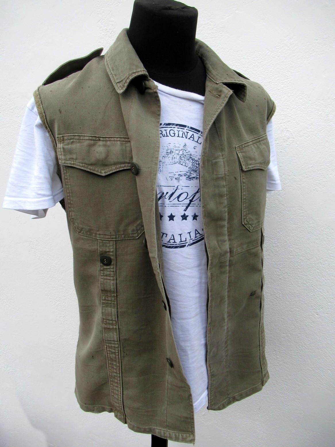 Sleeveless Army Jacket - Etsy