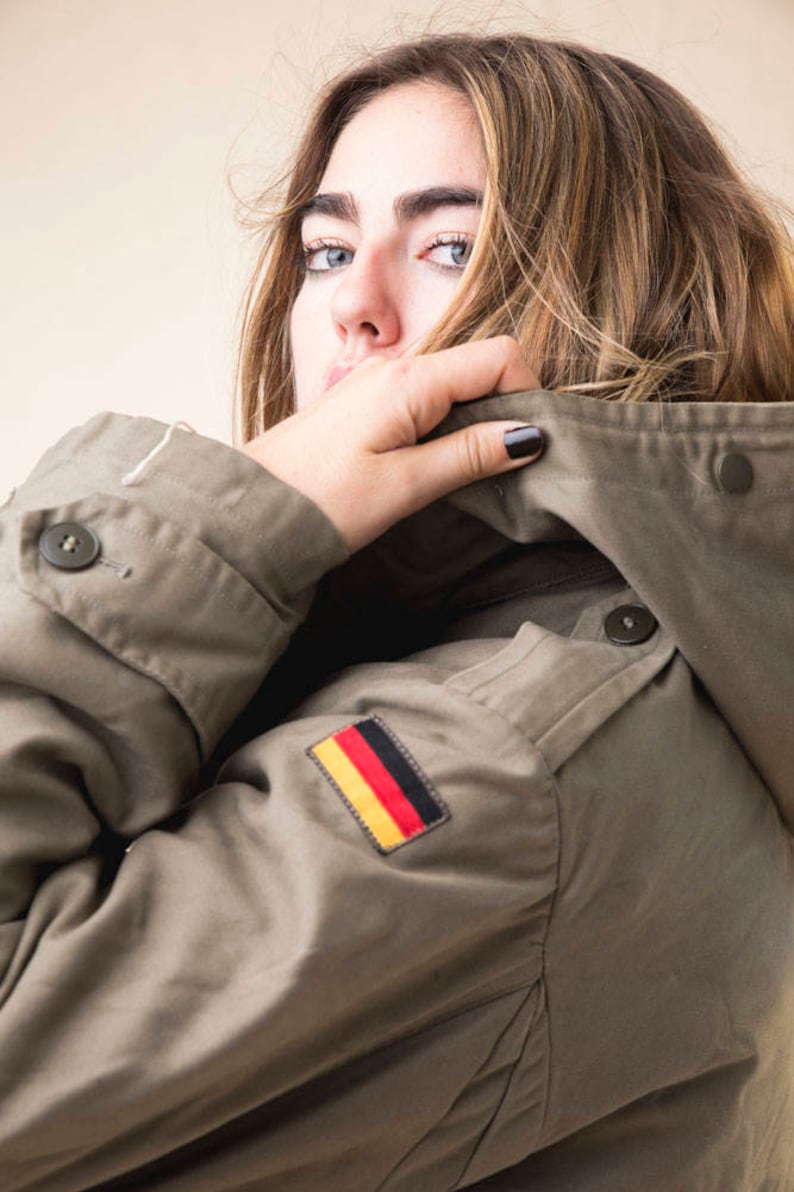 Authentic German Army olive Parka military coat jacket Bundeswehr fur lining winter flag