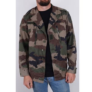Nouveau vintage français F2 camo veste manteau surplus armée militaire rétro camouflage urbain
