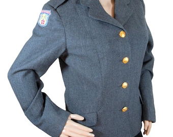 Chaqueta blazer vintage de la Defensa Civil danesa de los años 80, abrigo militar gris tipo AG.