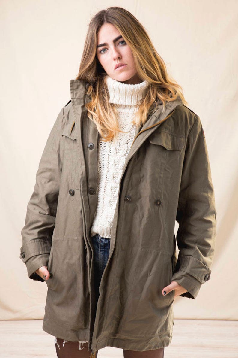 Authentic German Army olive Parka military coat jacket Bundeswehr fur lining winter flag