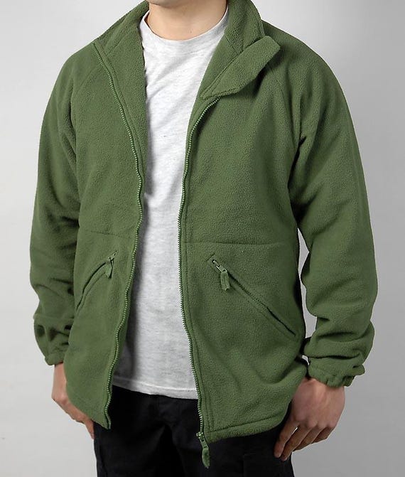 Vintage British Army Soldier 95 Green Fleece Jacket Sweater Coat