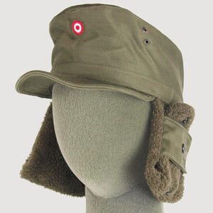 New Vintage Austrian army lined winter hat cap military cold weather 1980s army green olive khaki unissued