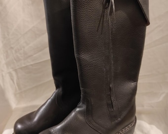 Botas militares auténticas de bombero alemán de 1987, de cuero negro, forradas con piel sintética, talla 255