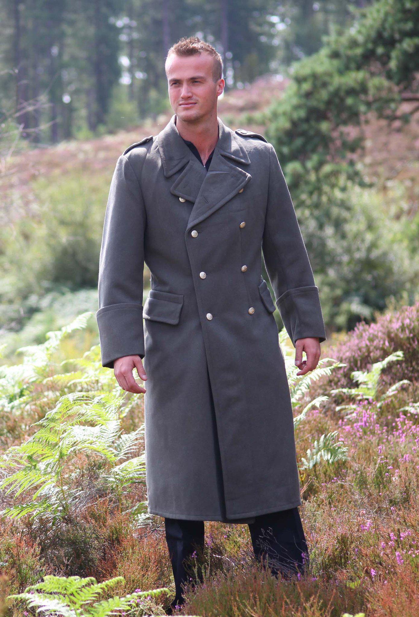 Damaged vintage Double breasted Austrian Army Gaberdine Wool Army Trenchcoat Greatcoat trench military overcoat coat no insignia