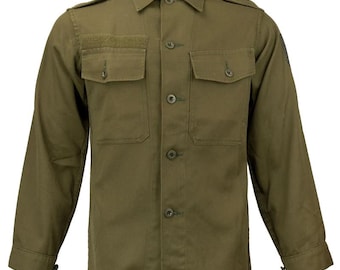 Vintage 1980s Austrian army fieldshirt shirt jacket brown military mens