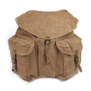 Vintage Italian army rucksack backpack day pack  ruck sack shoulder bag canvas military AB