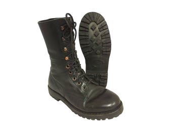 1980s Austrian army lightweight boots Black leather paratrooper para shoes combat assault military summer