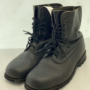 Vintage svenska arméns arbetskängor från 1960-80-talet Svarta läderskor militär gummi Mycket bra