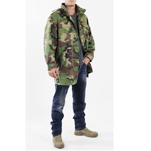 Chaqueta militar vintage de camuflaje estilo parka del ejército eslovaco, años 90