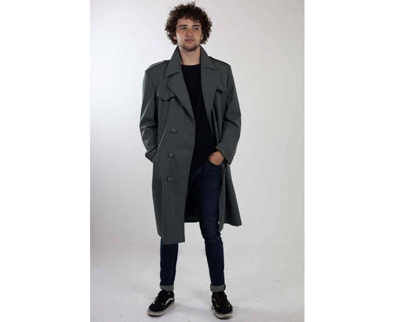 Vintage Italian Grey Army Trenchcoat Greatcoat Mac Mack Macintosh