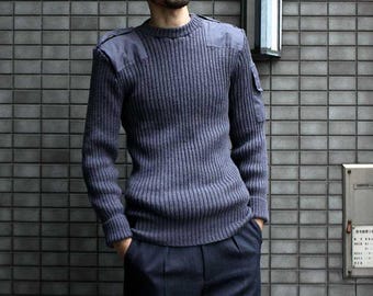 vintage Britse luchtmacht blauw-grijze wollen trui trui RAF leger militaire elastische trui pulli jersey