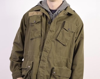 Chaqueta de campaña del ejército italiano vintage de los años 70, color verde oliva y caqui, estilo militar, sin elástico.