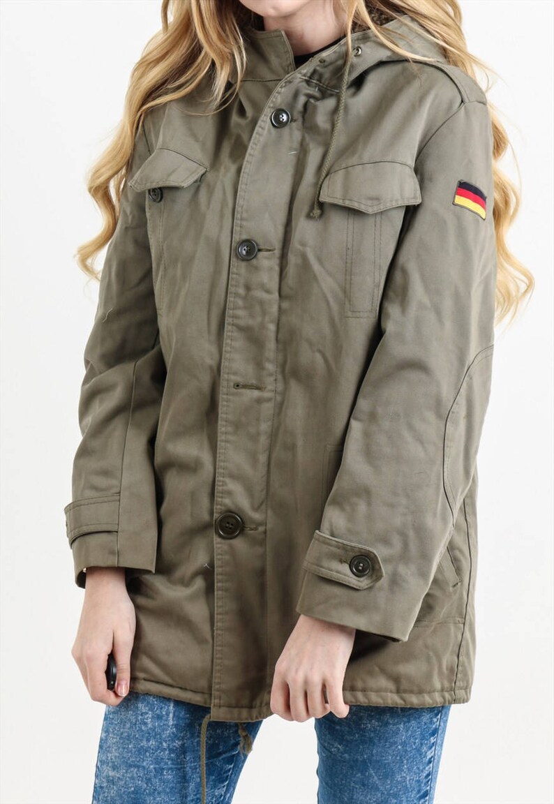 Authentic German Army olive Parka military coat jacket Bundeswehr fur lining winter flag