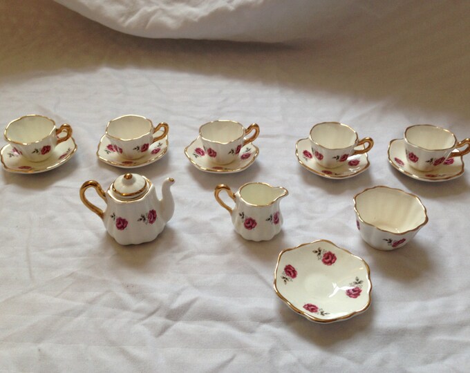 Miniature Tea Set Sandford Fine Bone China Roses Etsy