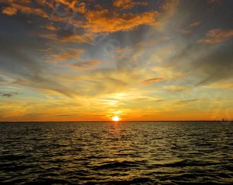 NUMÉRIQUE Beau coucher de soleil d'été orange sur l'eau//Photographie de coucher de soleil//Photographie de coucher de soleil en Floride