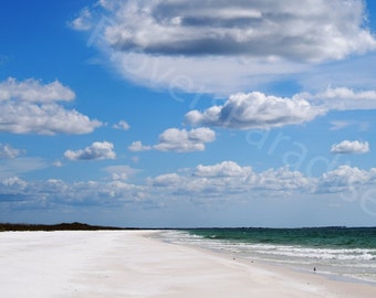 DIGITAL Beach Photography // White Sand Beach // Cloudy Beach Photograph // White Sand Beach Photo
