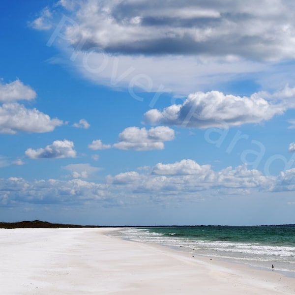 DIGITAL Beach Photography // White Sand Beach // Cloudy Beach Photograph // White Sand Beach Photo