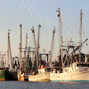 DIGITAL Fishing Boats at Sunset Photograph // Nautical Photography // Ft Myers Beach Photography