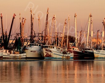 DIGITAL Ft Myers Beach Fishing Boats Photograph // Boats at Sunset // Nautical Photography // Sunset Photograph