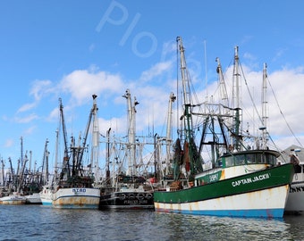 DIGITAL Ft Myers Beach Photography // Fishing Boats Photograph // Nautical Photography // Boat Picture