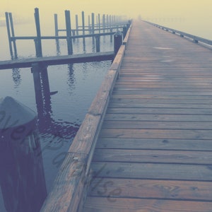 DIGITAL Foggy Marina Filtered Photograph // Marina in the Fog Photograph // Moorings Marina Carrabelle, Florida // Nautical Photography