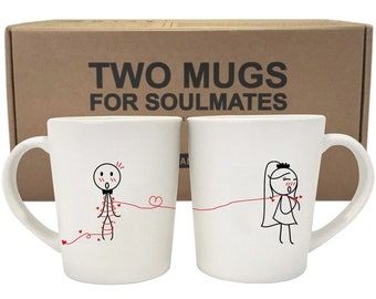 Wedding Gifts for Couple, Bride To Be Gifts, Bride and Groom Gifts, Wedding Shower Gifts, BoldLoft Tie the Knot Wedding Couple Coffee Mugs