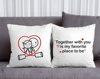 Valentines Pillow Covers Love Pillowcases for Couple Cotton Anniversary Gifts 26x26 Euro Pillow Shams BoldLoft Together with You
