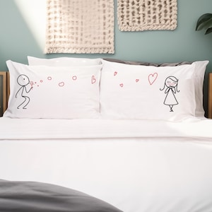 BoldLoft Couple Pillowcases, Cute Gifts for Girlfriend Wife, Valentines Day Gift for Her, Couple Gifts, My Heart to Yours (White / Gray)