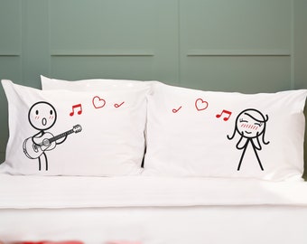 BoldLoft Love Me Tender Paar Kissenbezüge Paar Geschenk für Freundin Baumwolle Jahrestag Geschenke für Frau Liebe Geschenke für Sie Gitarrenliebhaber Geschenk
