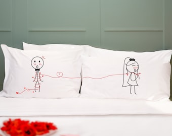 Unique Bridal Shower Gift, Bride & Groom Pillowcases for Wedding, Engagement, Newlyweds, BoldLoft Tie the Knot Couple Wedding Pillow Covers