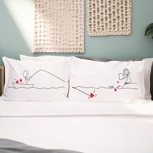 Long Distance Boyfriend Gift Husband Gift Long Distance Couples Gift Fishing Gifts for Men His and Hers Pillowcases BoldLoft Catch My Heart