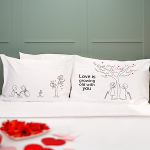 2 Year Anniversary Gift for Him Cotton Anniversary Gift for Couple Wedding Anniversary for Him Her BoldLoft Grow Old Couple Pillowcases