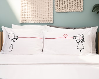 BoldLoft Say I Love You Couple Pillowcases for Him and Her-Romantic Couple Gift Idea for Anniversary, Valentine's Day, Wedding, Christmas