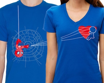Matching Couple Shirts Superhero Shirt Couple Gifts Valentines Day Boyfriend Gift Husband Gift Captured My Heart His and Her Shirts Blue