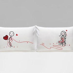 BoldLoft Love Ties Us Together Unique Romantic Pillowcase Set for Him and Her.