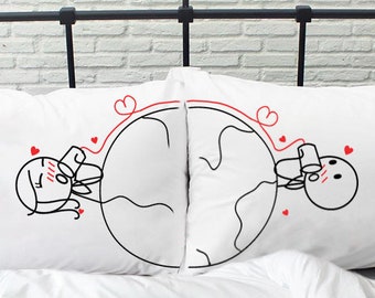 Long Distance Relationship Pillow Covers Long Distance Love Gift for Boyfriend Girlfriend BoldLoft Love Has No Distance Couple Pillow Cases