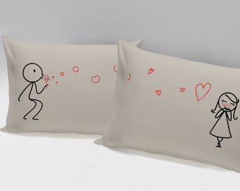 2nd Anniversary Gift Cotton Anniversary Gift for Her Girlfriend Gift Wife Gift Couple Gifts From My Heart to Yours Couples Pillowcases Khaki