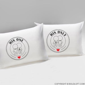 His One His Only Couple gay Taies d'oreiller Cadeaux gays pour petit ami mari Cadeaux de mariage gay Lui et ses cadeaux pour un anniversaire de mariage Saint-Valentin image 1