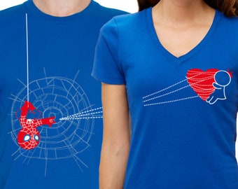 Matching Couple Shirts Superhero Shirt Couple Gifts Valentines Day Boyfriend Gift Husband Gift Captured My Heart His and Her Shirts Blue