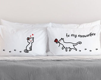 Be My Meowentine, taies d'oreiller pour chat de la Saint-Valentin, cadeau de Saint-Valentin pour les amoureux des chats, décoration de chat de la Saint-Valentin, cadeaux sur le thème des chats pour elle BoldLoft