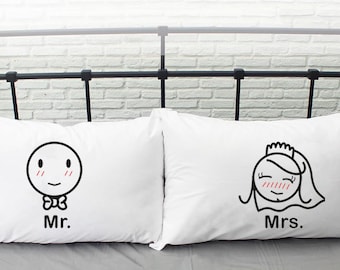 Unique Bridal Shower Gift Bride Gift Funny Wedding Gift Wedding Gift for Couple Engagement Gift Perfect Match Bride and Groom Pillowcases