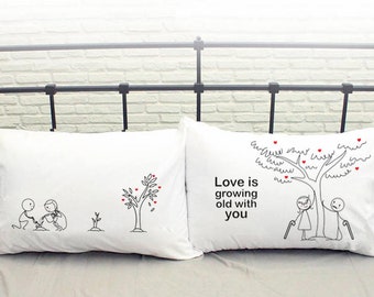 2 Year Anniversary Gifts for Boyfriend Cotton Anniversary Gift Wedding Anniversary Gift Wedding Gifts for Couple BoldLoft Couple Pillowcases