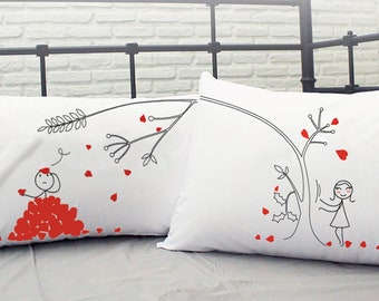 Him Boyfriend Gift Anniversary Birthday Love You Madly™ Couple Pillowcase Set