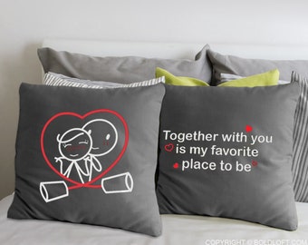 Valentines Day Pillow Covers Valentines Day Decors Love Pillowcases for Couple Valentines Day Gifts 26x26 Gray Euro Pillow Covers BoldLoft