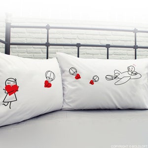 BoldLoft Long Distance Relationship Gift for Boyfriend Girlfriend Long Distance Pillowcases Military Husband Gift Pilot Gifts The Distance