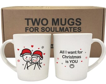 Christmas Coffee Mugs for Couples, Christmas Couple Gifts, Cute Christmas Gifts for Boyfriend Girlfriend, Christmas Cups for Husband Wife